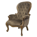 Кресло с мягкой обивкой из коричневого велюра на 4-х деревянных ножках Evelyn Classical Armchair варинант исполнения - 3 | Loft Concept в Краснодаре