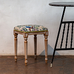 Банкетка одноместная из массива бука с цветочным принтом Beige Chinoiserie Garden Banquette варинант исполнения - 3 | Loft Concept в Краснодаре