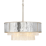 Люстра круглая с подвесками из текстурированного стекла молочного цвета Hinkley варинант исполнения - 1 | Loft Concept в Краснодаре