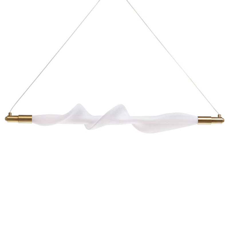 Люстра горизонтальная с волнистым белым плафоном Golden Swirl Белый Латунь в Краснодаре | Loft Concept 