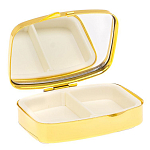 Таблетница карманная прямоугольная с 2-мя отделениями с зеркалом и накладкой из натурального камня Авантюрин Gold Stone Pillboxes варинант исполнения - 3 | Loft Concept в Краснодаре