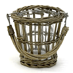Кашпо стеклянное в плетёной корзине Timber варинант исполнения - 2 | Loft Concept в Краснодаре