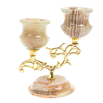 Подсвечник двухрожковый из натурального камня оникс Stone Candlestick варинант исполнения - 1 | Loft Concept в Краснодаре