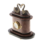 Часы настольные из натурального камня с декором в виде двух лебедей Swans Stone Clock варинант исполнения - 6 | Loft Concept в Краснодаре