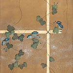 Обои ручная роспись Morning Glory Original colourway on gold metallic silk варинант исполнения - 1 | Loft Concept в Краснодаре