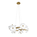 Люстра подвесная круглая с ветвистыми бронзовыми элементами и стеклянными рифлеными дисками Textured Glass Chandelier варинант исполнения - 3 | Loft Concept в Краснодаре