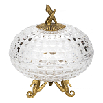 Конфетница прозрачная стеклянная на бронзовых ножках в виде морских коньков с крышкой в виде ракушки Eden Garden варинант исполнения - 1 | Loft Concept в Краснодаре