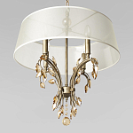 Люстра подвесная круглая с тканевым полупрозрачным абажуром и подвесками 4 лампы Gilded Elegance варинант исполнения - 4 | Loft Concept в Краснодаре