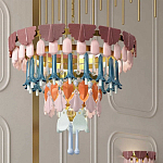 Люстра круглая с декором из разноцветных элементов в виде листьев Changing Seasons варинант исполнения - 11 | Loft Concept в Краснодаре