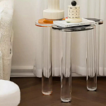 Дизайнерский журнальный стол с фигурной столешницей на 3-х прозрачных ножках Rahakif варинант исполнения - 2 | Loft Concept в Краснодаре