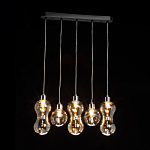 Люстра с 3-мя плафонами волнообразной формы цвета янтарь и 2-мя прозрачными шарообразными плафонами Lucid Rain  варинант исполнения - 3 | Loft Concept в Краснодаре