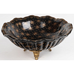 Блюдо черного цвета из фрафора на бронзовых ножках Eden Garden porcelain and bronze варинант исполнения - 2 | Loft Concept в Краснодаре