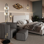 Торшер с черным основанием и золотистым декором Bruno варинант исполнения - 5 | Loft Concept в Краснодаре