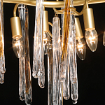 Люстра линейная золотого цвета с декоративными ветвями и длинными стеклянными подвесками в форме сосулек Droplet Chandelier варинант исполнения - 4 | Loft Concept в Краснодаре