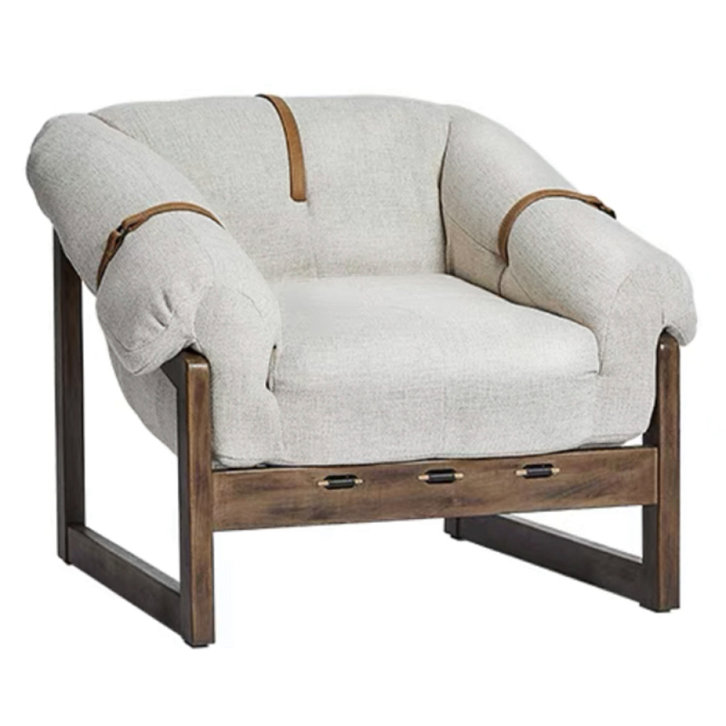 Кресло Duncan Текстильная обивка Белый Коричневый в Краснодаре | Loft Concept 