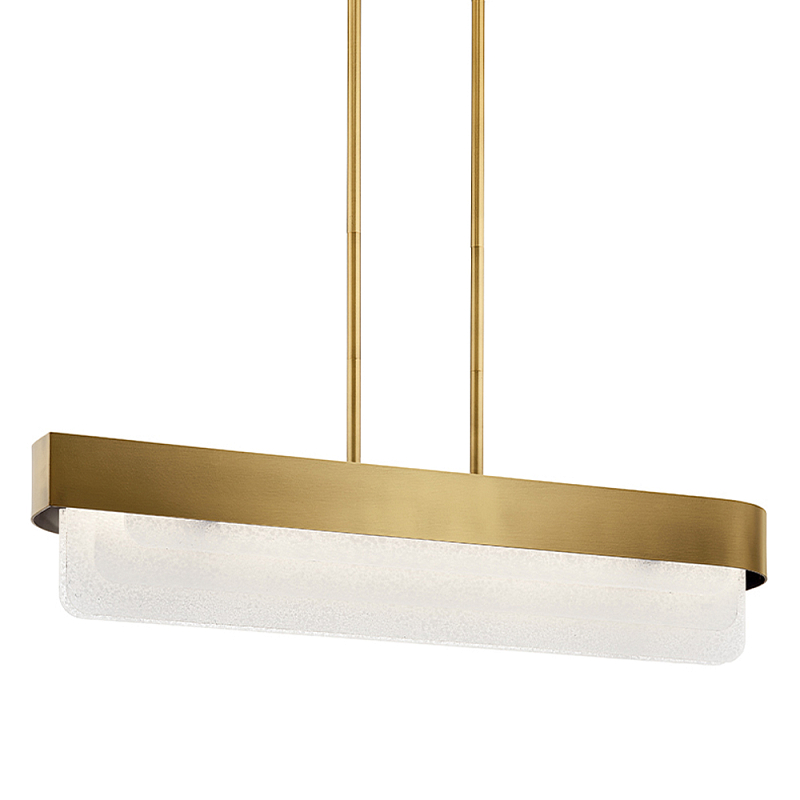 Люстра подвесная прямоугольная цвета латунь Kichler Латунь Прозрачное Стекло Белый в Краснодаре | Loft Concept 