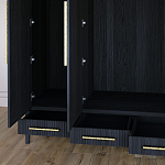 Большой Шкаф Primo Черный дуб с 3 дверьми и 3 выдвижными ящиками варинант исполнения - 7 | Loft Concept в Краснодаре