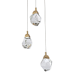 Подвесной светильник с 3-мя хрустальными плафонами Esme Crystal Brass Trio Hanging lamp варинант исполнения - 1 | Loft Concept в Краснодаре