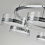 Люстра светодиодная с 8-ю прозрачными плафонами цилиндрической формы из акрила и стекла с пультом для регулировки света Glass Lamp Chromium варинант исполнения - 3 | Loft Concept в Краснодаре