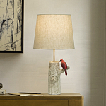 Настольная лампа с тканевым абажуром и основанием в виде птицы на дереве Simurq варинант исполнения - 2 | Loft Concept в Краснодаре