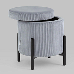 Серо-голубой пуф на черных ножках SANJAY варинант исполнения - 2 | Loft Concept в Краснодаре