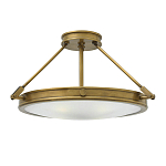 Потолочный светильник цвета латунь с плоским круглым плафоном Hinkley варинант исполнения - 1 | Loft Concept в Краснодаре