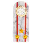 Часы погон МВД подарочные настольные из натурального камня Мрамор Military Clock варинант исполнения - 7 | Loft Concept в Краснодаре
