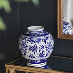 Ваза округлой формы с бело-синим цветочным орнаментом Blue & White Ornament  варинант исполнения - 5 | Loft Concept в Краснодаре