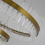 Люстра подвесная двухъярусная с золотистымыми кольцами и прозрачными стеклянными элементами Ring Horizontal варинант исполнения - 4 | Loft Concept в Краснодаре