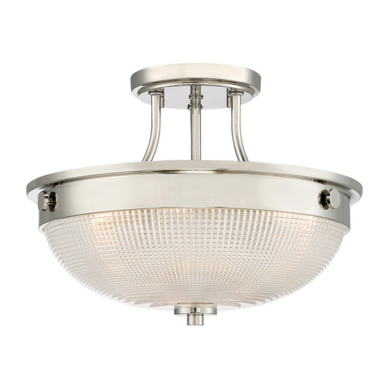 Потолочный светильник со стеклянным плафоном в виде купола Quoizel Серебряный Бронза Прозрачное Стекло Латунь в Краснодаре | Loft Concept 