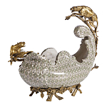 Чаша для фруктов из фарфора бронзовыми фигурками леопардов Eden Garden варинант исполнения - 1 | Loft Concept в Краснодаре