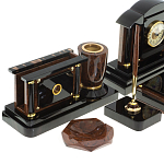 Настольный письменный набор с часами из природного камня обсидиана Peace Contract варинант исполнения - 3 | Loft Concept в Краснодаре