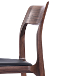 Стул деревянный с мягким сиденьем из черной натуральной кожи Moon Walnut Furniture варинант исполнения - 8 | Loft Concept в Краснодаре