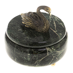 Шкатулка из натурального камня змеевик с фигуркой лебедя Stone Casket варинант исполнения - 2 | Loft Concept в Краснодаре