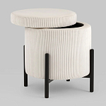 Молочный пуф на черных ножках SANJAY варинант исполнения - 2 | Loft Concept в Краснодаре