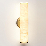 Бра с цилиндрическим плафоном из белого алебастра на круглом основании Латунь Cryptocrystalline Stone варинант исполнения - 1 | Loft Concept в Краснодаре