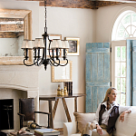 Люстра бронзового цвета с бежевыми абажурами из органзы в классическом стиле Hinkley варинант исполнения - 9 | Loft Concept в Краснодаре