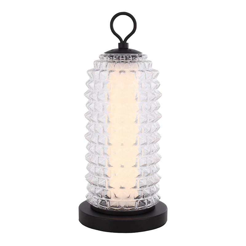 Настольная лампа с прозрачным факутрным стеклянным плафоном Sonora Прозрачный Черный в Краснодаре | Loft Concept 