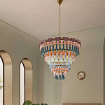 Люстра круглая с декором из разноцветных элементов в виде листьев Changing Seasons варинант исполнения - 6 | Loft Concept в Краснодаре