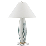 Настольная лампа овальная с тропическим принтом Stylized Aalm Leaves Motif варинант исполнения - 5 | Loft Concept в Краснодаре