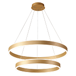 Люстра подвесная светодиодная с двумя золотистыми кольцами Диаметр 80 см Ring Horizontal варинант исполнения - 1 | Loft Concept в Краснодаре