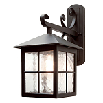 Настенный фонарь черного цвета в форме фонаря с решетчатым плафоном и фактурным стеклом Elstead Lighting варинант исполнения - 1 | Loft Concept в Краснодаре