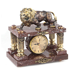 Часы настольные из креноида и бронзы с декором в виде льва Lion Stone Clock варинант исполнения - 2 | Loft Concept в Краснодаре