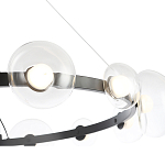 Люстра подвесная круглая с 12-ю прозрачными куполообразными плафонами и черным металлическим основанием Flos Wireline Lighting варинант исполнения - 5 | Loft Concept в Краснодаре