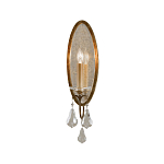 Бра с овальным зеркальным основанием с лампой в виде свечи и хрустальными подвесками Feiss варинант исполнения - 1 | Loft Concept в Краснодаре