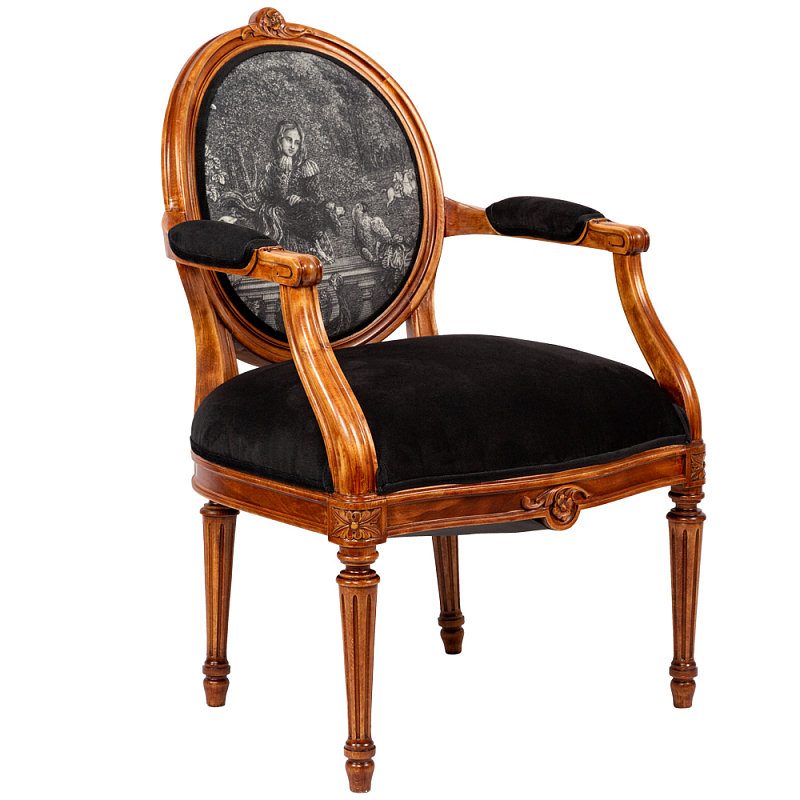 Кресло Marimon Armchair Left Черно-белый Коричневый в Краснодаре | Loft Concept 