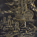 Обои ручная роспись Views of Italy Gold Outline варинант исполнения - 2 | Loft Concept в Краснодаре