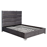 Кровать двуспальная серая с высоким мягким изголовьем Heart of the Bedroom варинант исполнения - 1 | Loft Concept в Краснодаре