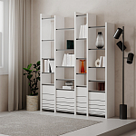 Стеллаж прямой ассиметричный с полками и 4-мя дверцами ARYA BOOKCASE WHITE варинант исполнения - 5 | Loft Concept в Краснодаре