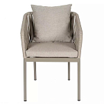 Стул серо-бежевый с декоративным плетением на спинке и подлокотниках Chair Weave варинант исполнения - 1 | Loft Concept в Краснодаре